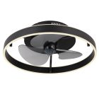 Čierny moderný stropný ventilátor z plastu, Joos, 40W, nastaviteľný teplý až studený biely LED výkon, s diaľkovým ovládaním