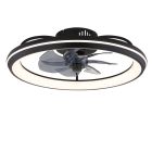 Čierny moderný stropný ventilátor z plastu, Juulke, 40W, nastaviteľný teplý až studený biely LED, s diaľkovým ovládaním