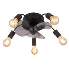 Čierny moderný stropný ventilátor kovový, Kiet, s diaľkovým ovládaním
