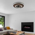 Čierny stropný ventilátor s kovovým dizajnom, Maha, 36W, nastaviteľný teplý až studený biely LED, s diaľkovým ovládaním