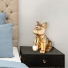 Keramická stolová lampa zlatá, Dogan, s vypínačom