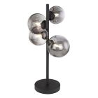 Sklenená dizajnová stolová lampa čierna, Melinda, s vypínačom