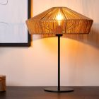 Ratanová stolová lampa drevená, Yunkai, s vypínačom