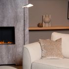 Čierna stojaca lampa na čítanie moderná, Aaron, 12 W, LED 2700 K, s dotykovým stmievačom