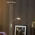 Chrómová stojaca lampa na čítanie moderná, Champion, 20 W, LED 3000 K, s vypínačom