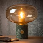 Mramorová stolová lampa jantárová, Charlize, s vypínačom