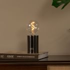 Sivá nabíjateľná stolová lampa moderná, Vivo, s dotykovým stmievačom