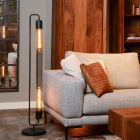 Čierna stojaca lampa moderná, Calixt, s vypínačom