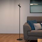 Čierna stojaca lampa na čítanie moderná, Philon, 4,5 W, LED 3000 K, s dotykovým stmievačom