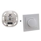 LED stmievač, 0,5 - 200W, s bielym krycím rámom a centrálnym krytom
