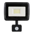 Hliníkový reflektor so senzorom čierny, Miro, 30 W, LED 6000 K, IP65