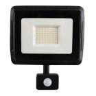 Hliníkový reflektor so senzorom čierny, Miro, 50 W, LED 3000 K, IP65