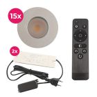 Hliníkové podhľadové svietidlo do altánku chrómové, Dico, 3 W, LED 2700 K, IP65, s diaľkovým ovládačom