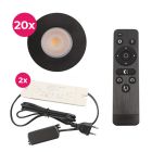 Hliníkové podhľadové svietidlo do altánku čierne, Dico, 3 W, LED 2700 K, IP65, s diaľkovým ovládačom