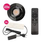 Hliníkové podhľadové svietidlo do altánku čierne, Rona, 3 W, LED 2700 K, IP44, s diaľkovým ovládačom