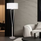 Niklová stojaca lampa moderná, Lola, s vypínačom