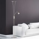 Niklová stojaca lampa klasická, Stijn, 20 W, LED 3000 K, s vypínačom