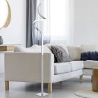 Niklová stojaca lampa moderná, Aby, 11 W, LED 3000 K, s dotykovým stmievačom