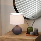 Keramická stolová lampa hnedá, Yesha, s vypínačom