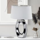 Keramická stolová lampa strieborná, Moldrup, s vypínačom