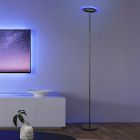 Čierna stojaca lampa moderná, Sanjeev, 16,5 W, LED RGBW, s diaľkovým ovládačom