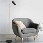 Mosadzná stojaca lampa moderná, Kaso, s vypínačom