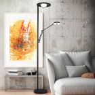 Čierna stojaca lampa na čítanie moderná, Yazid, 32 W, LED s nastaviteľnou farbou svetla, s dotykovým stmievačom