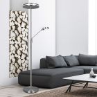 Niklová stojaca lampa na čítanie moderná, Marjon, 35 W, LED s nastaviteľnou farbou svetla, s dotykovým stmievačom