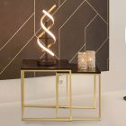 Mosadzná stolová lampa dizajnová, Sylvian, 20 W, LED s nastaviteľnou farbou svetla, s dotykovým stmievačom