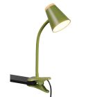 Zelená lampa na klip moderná, Rahul, 4,5 W, LED 3000 K, s vypínačom