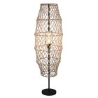 Hnedá stojaca lampa japandi, Liduina, s vypínačom