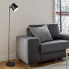 Čierna stojaca lampa moderná, Suraya, 4,5 W, LED 3000 K, s dotykovým stmievačom