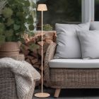 Hnedá nabíjateľná stojaca lampa moderná, Reshma, 1,5 W, LED 3000 K, IP44, s dotykovým stmievačom