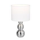 Keramická stolová lampa strieborná, Leonhard, s vypínačom