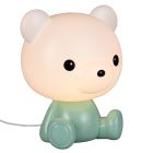 Zelená stolná lampa do detskej izby plastová, Lumibear, 0,3 W, LED RGB, s vypínačom