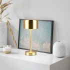 Mosadzná nabíjateľná stolová lampa moderná, Dustin, 1 W, LED 3000 K, s dotykovým stmievačom