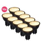Balenie 10 ks čiernych GU10 LED bodových žiaroviek Antonie, 3 Watt, 2700K (teplá biela)
