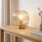 Dizajnová stolová lampa jantárová, Charlois, s vypínačom