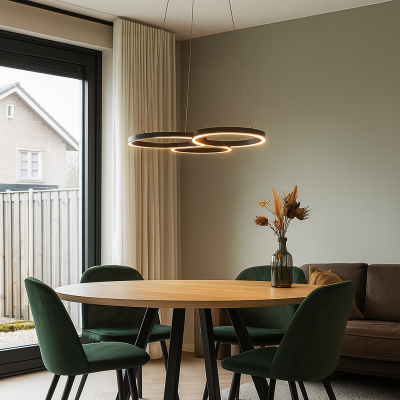 Dizajnové visiace svietidlo čierne, Thalia, 36 W, LED 2700 K, s 3-stupňovým stmievačom