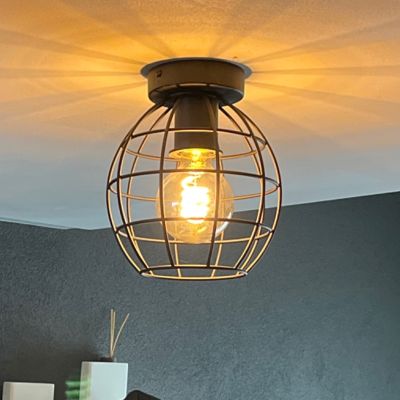 Kovová stropná lampa čierna, Jochem