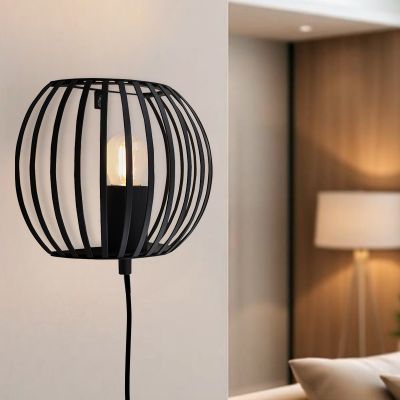 Industriálne nástenné svietidlo čierne, Lieve, s vypínačom