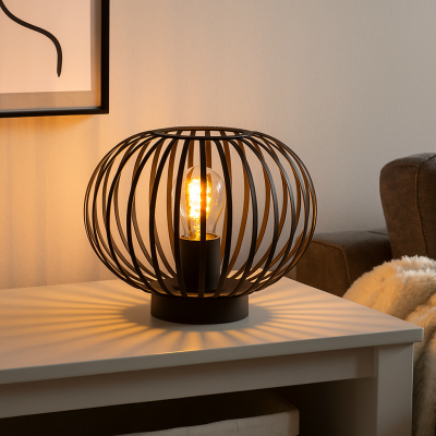 Industriálna stolová lampa čierna, Lieve, s vypínačom