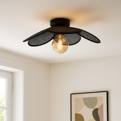 Ratanové stropné svietidlo čierne, Rowen