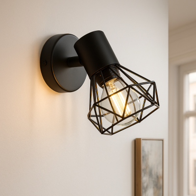 Industriálne nástenné bodové svietidlo čierne, Jaylano