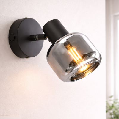 Moderné nástenné bodové svietidlo čierne, Craig, s vypínačom