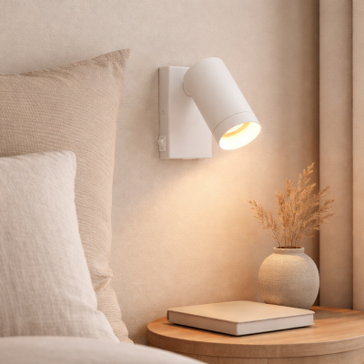 Moderné nástenné bodové svietidlo biele, Nadi, s vypínačom