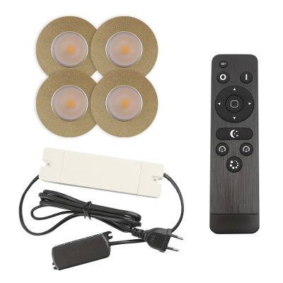 Moderné podhľadové svietidlo do altánku mosadzné, Dico, 3 W, LED 2700 K, IP65, s diaľkovým ovládačom