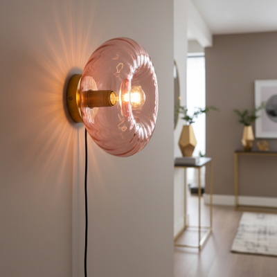 Retro nástenné svietidlo ružové, Diane, s vypínačom