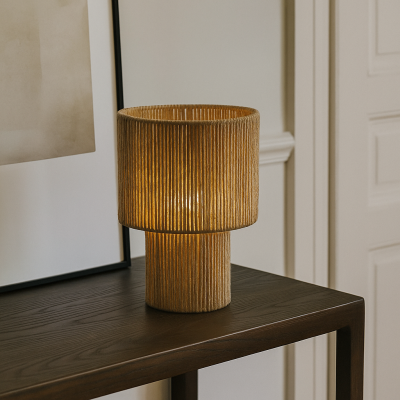 Rustikálna stolová lampa hnedá, Sanny, s vypínačom