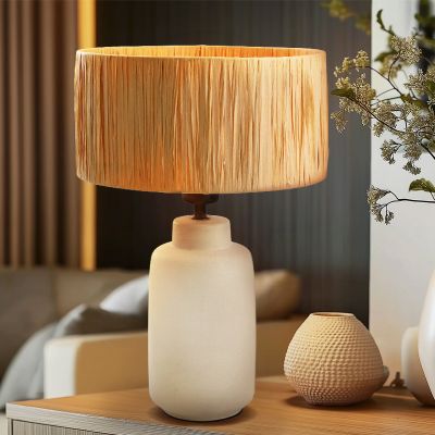 Rustikálna stolová lampa hnedá, Daisy, s vypínačom